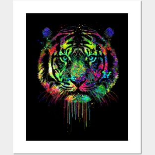 Colorful Dripping tiger Posters and Art